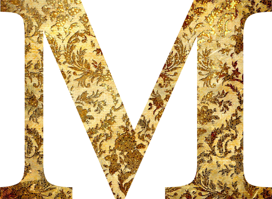 Gold Pattern Alphabet Letter M