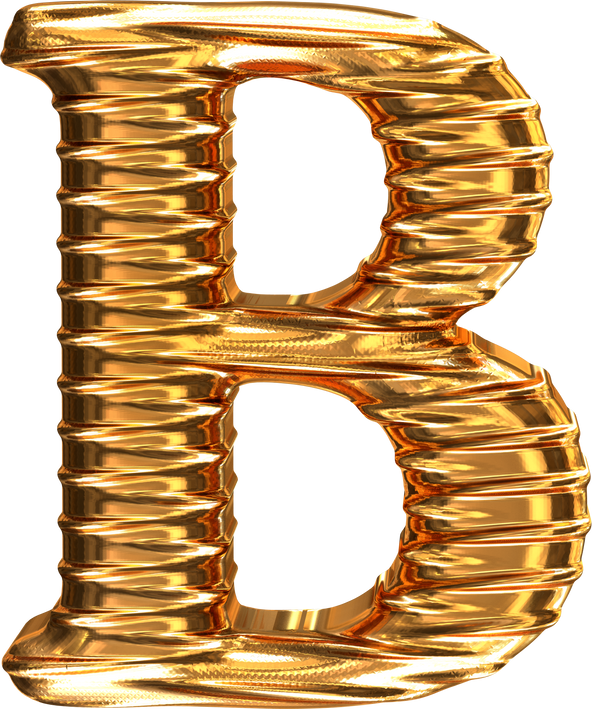 Fluted gold letter b