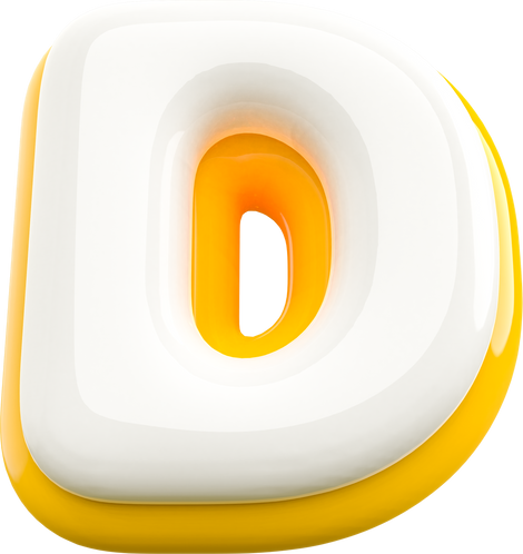 3D Letter D . 3D White Letter Element