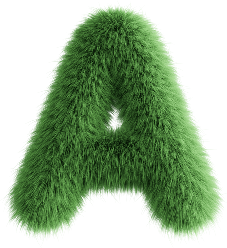 Green 3D Fluffy Letter A