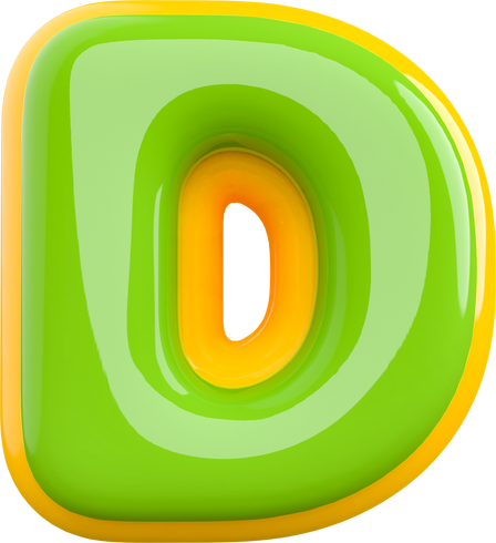 3D Letter D Green