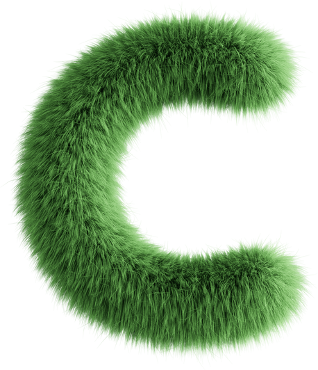 Green 3D Fluffy Letter C