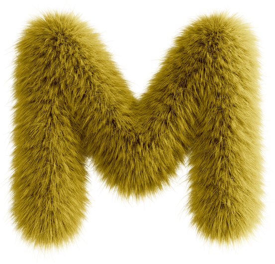 Yellow 3D Fluffy Letter M