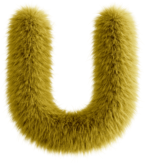 Yellow 3D Fluffy Letter U