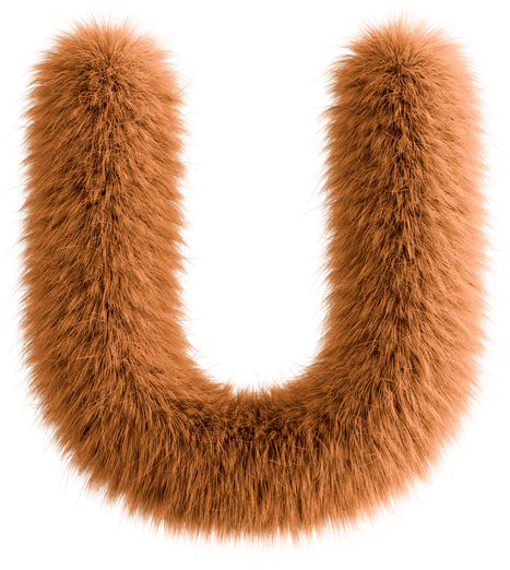 Orange 3D Fluffy Letter U